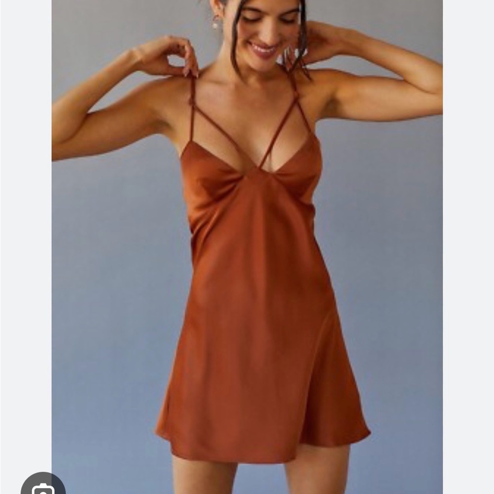 Urban Outfitters Brown Satin Mini Dress